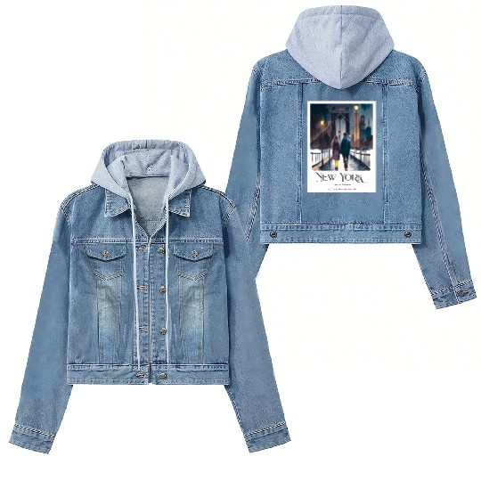 Watercolor painting loving couple in New York City Women's Denim Jackets