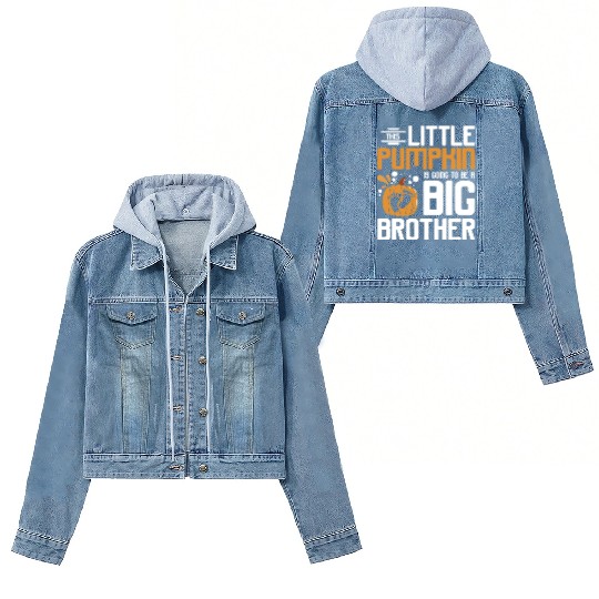 Pregnancy Thanksgiving pumpkin big brother Women's Denim Jackets