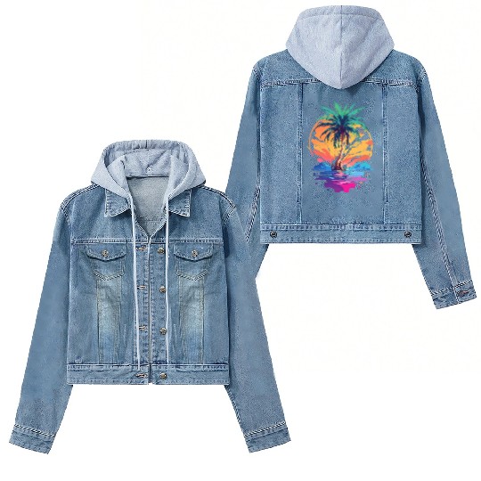 Palm Tree Paradise Women's Denim Jackets