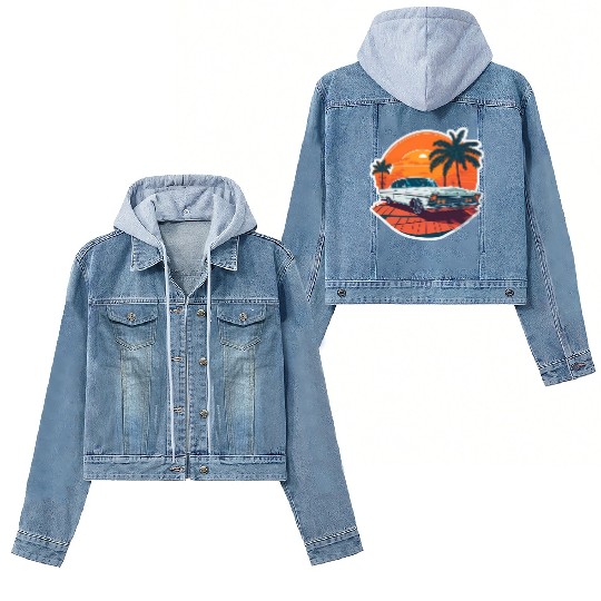 Classic Car Charm: Miami Street Nostalgia Women's Denim Jackets