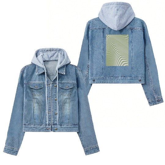 Aesthetic Green - Modern Abstract Wavy Line Women's Denim Jackets