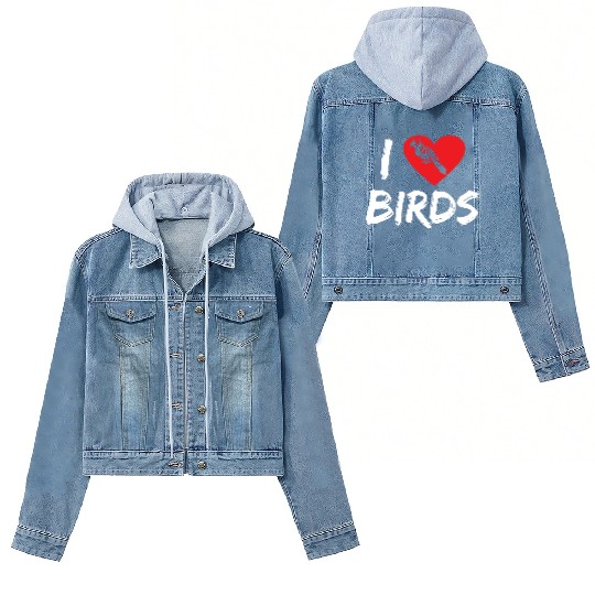 Bird Lover Heart Cute Birdwatcher Parrot Heron Women's Denim Jackets