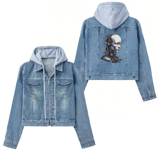 Ai Robot face Women's Denim Jackets