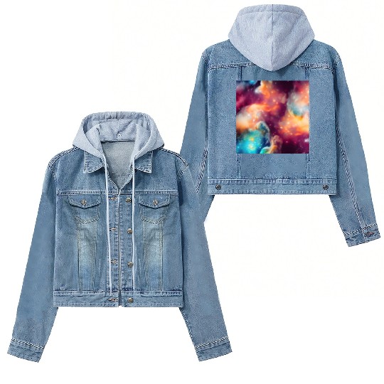 Galaxy nebula abstract design Women's Denim Jackets