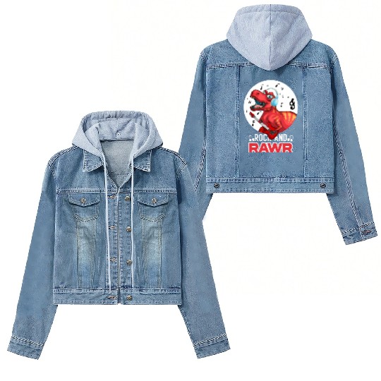 Rock & Rawr Vintage Dinosaur T-Rex Music Japanese Women's Denim Jackets