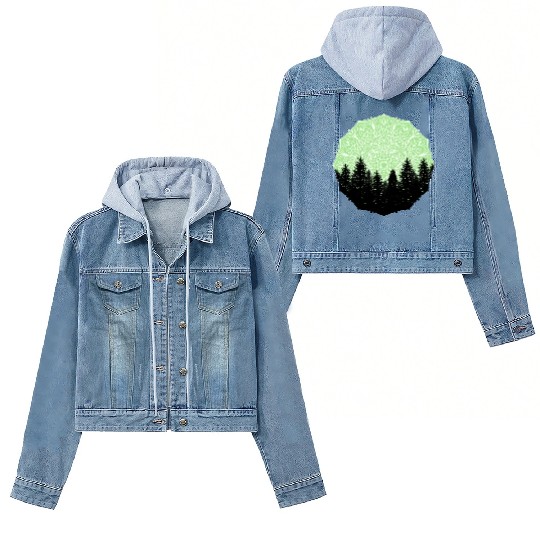 Green Forest Mandala Pacific Northwest Women's Denim Jackets