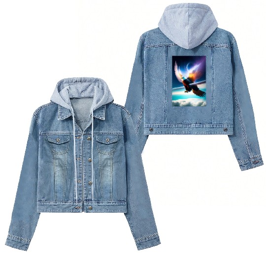 "Embrace Transformation: Crystal Eagle Design" Women's Denim Jackets