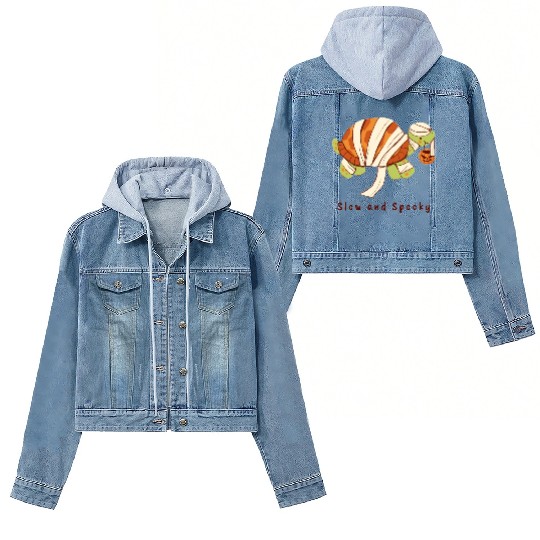 Slow And Spooky Halloween Spooky Mummy Tortoise Women's Denim Jackets