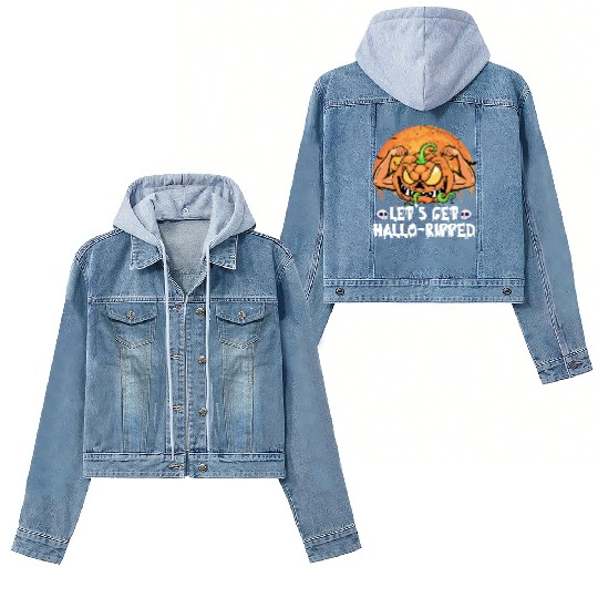 Lets Get Hallo Ripped Women's Denim Jackets Funny Halloween