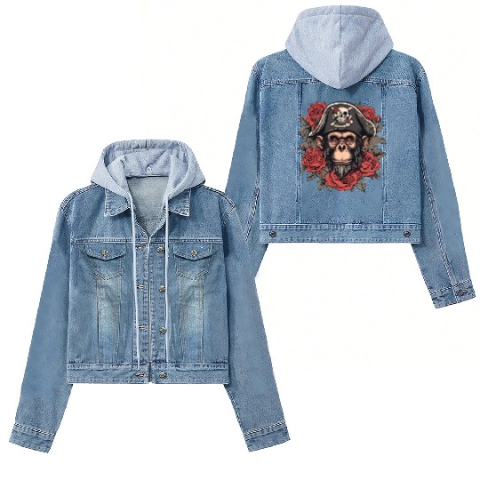 Pirate Monkey / Animal / Rose / Skull / Comic Women's Denim Jackets