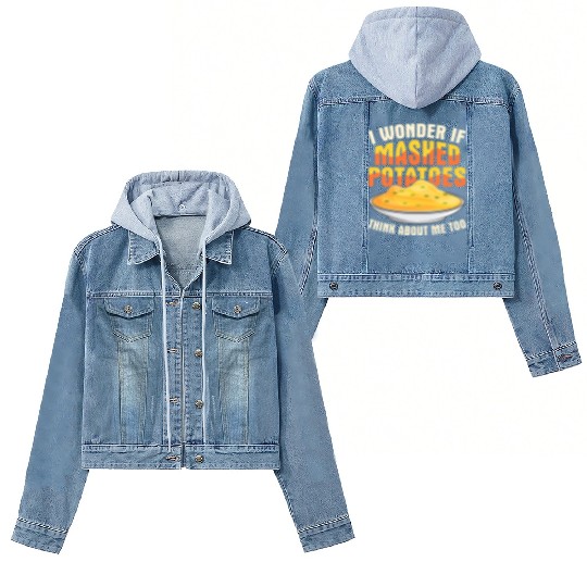 I Wonder If Mashed Potatoes Thanksgiving Food Women's Denim Jackets