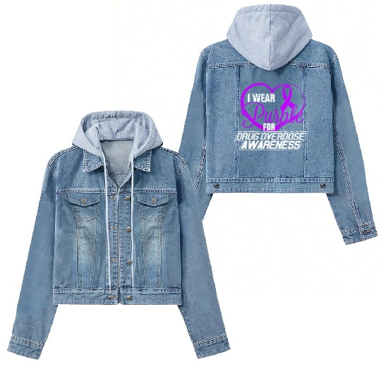 I Wear Purple For Drug Overdose Awareness Women's Denim Jackets