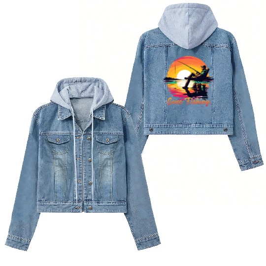 Anglers at sunset Gone Fishing Women's Denim Jackets
