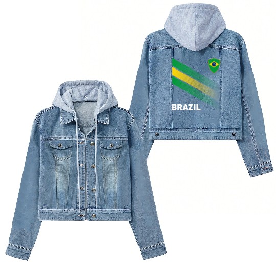 Vintage Brazil Sunflower Flag Brazil Soccer Lover Women's Denim Jackets