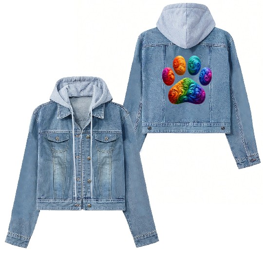Colorful Paw Prints Edition Women's Denim Jackets