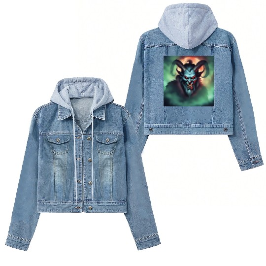 Krampus in Green Fog Women's Denim Jackets