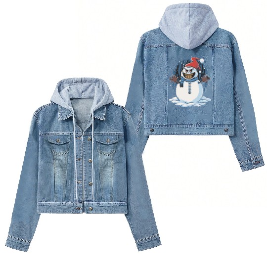frosty snowman creepy Women's Denim Jackets
