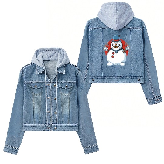 frosty snowman creepy Women's Denim Jackets