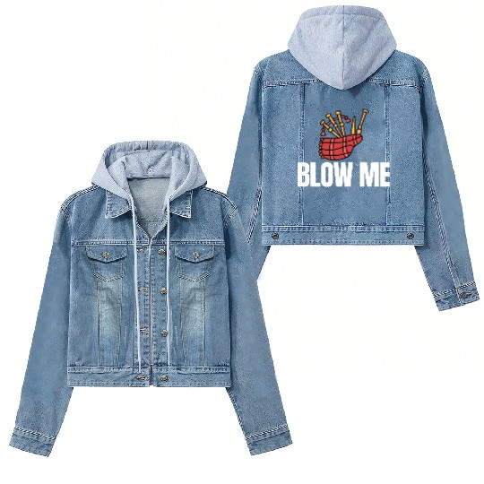 Blow Me Bagpipe Lover Bagpiper Classical Marching Women's Denim Jackets