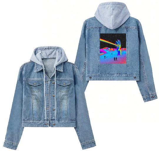 Rainbow In Galaxy Desert Night Retro Surrealism Women's Denim Jackets
