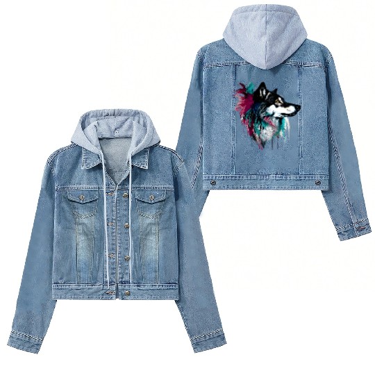 Colorful Wolf Women's Denim Jackets