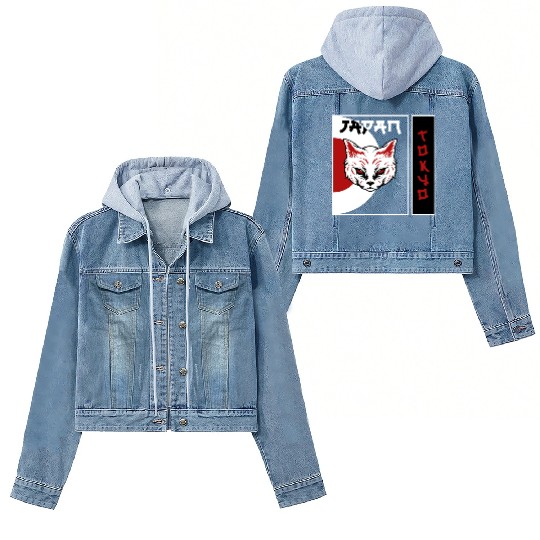 kawaii cat anime japanese retro Women's Denim Jackets