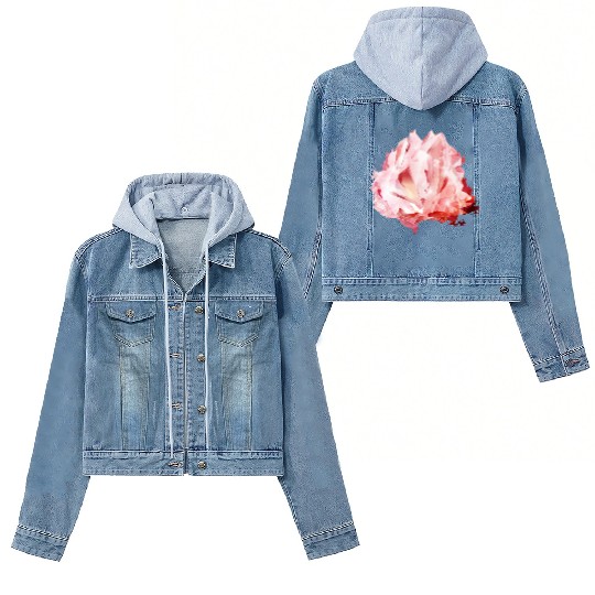 bright pink rose quartz crystal motif Women's Denim Jackets
