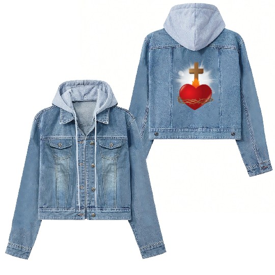 sacred heart of jesus Women's Denim Jackets