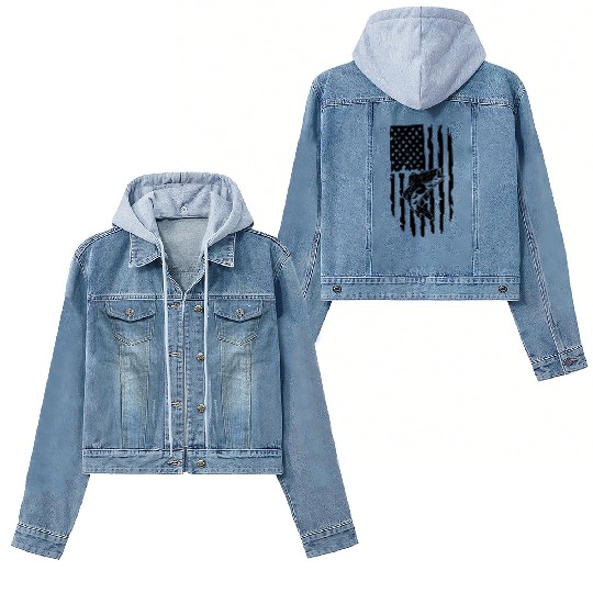 Vintage Fishing Patriot: US Flag for Fishing lover Women's Denim Jackets