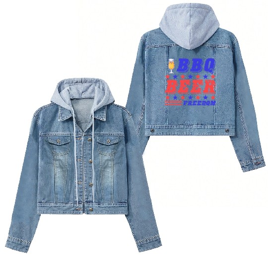BBQ Barbeque - BBQ Beer Freedom Women's Denim Jackets