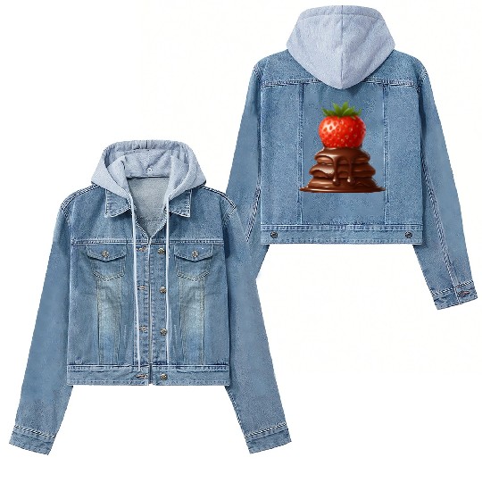 Quirky Chocolate Strawberry Fusion Design Women's Denim Jackets