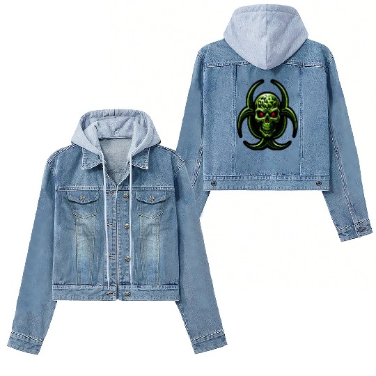 Green Biohazard Zombie Alien Women's Denim Jackets