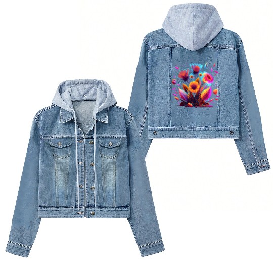 Cyberpunk Neon Glow FlowersDesign Women's Denim Jackets