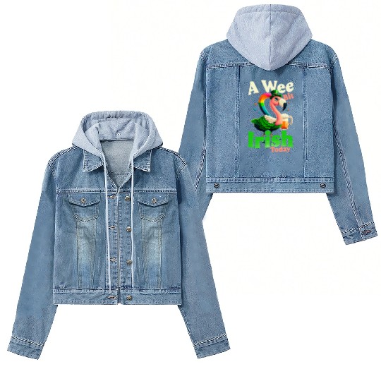 Irish Flamingo St Patricks A Wee Bit Irish Women's Denim Jackets