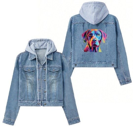 Watercolor Colorful Blue Lacy Women's Denim Jackets