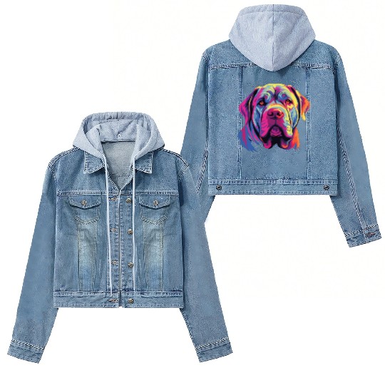Watercolor Colorful Neapolitan Mastiff Women's Denim Jackets
