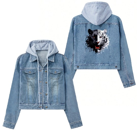 3D realistic black panther & Leopart Design Women's Denim Jackets