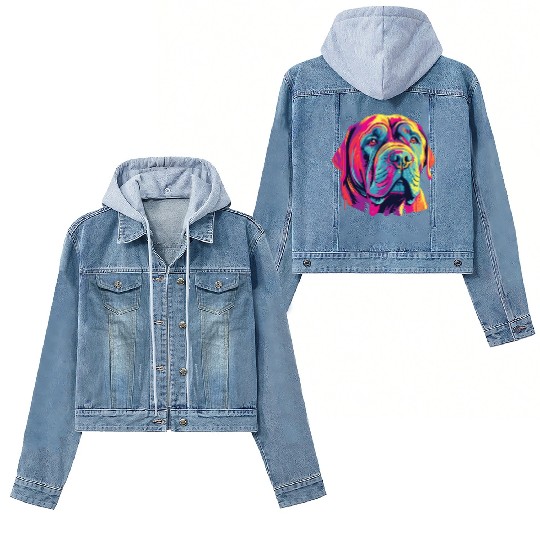 Watercolor Colorful Neapolitan Mastiff Women's Denim Jackets