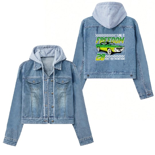 Racing OLD car illustrated | muscle car Women's Denim Jackets