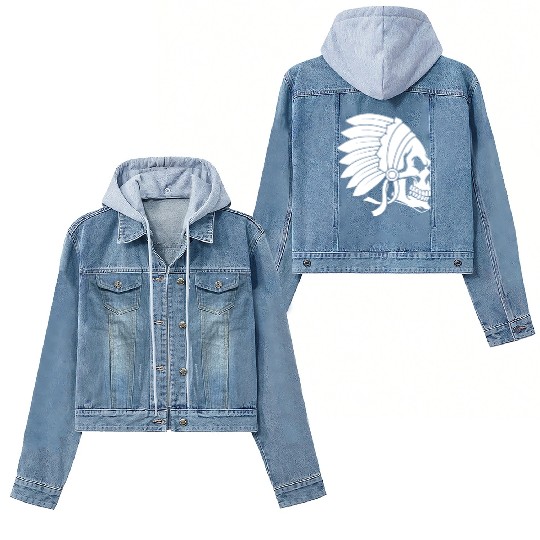 Indigenous Native American Skull Head Women's Denim Jackets