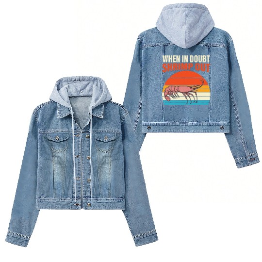 When In Doubt Shrimp Out Retro BJJ Brazilian Women's Denim Jackets
