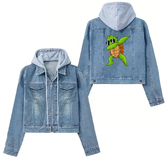 Dabbing Sea Turtle Animal Lover Save The Turtles Women's Denim Jackets
