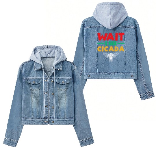 Wait I See Cicada, Funny Colorful Cicada Spring Women's Denim Jackets