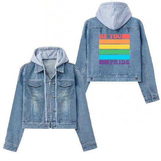 Be You LGBTQ Gay Lesbian Pride Ally Rainbow Flag Women's Denim Jackets