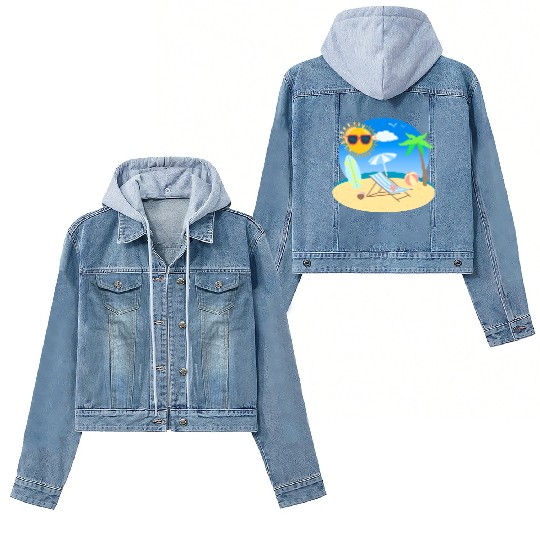 Sunny beach and surfing Women's Denim Jackets
