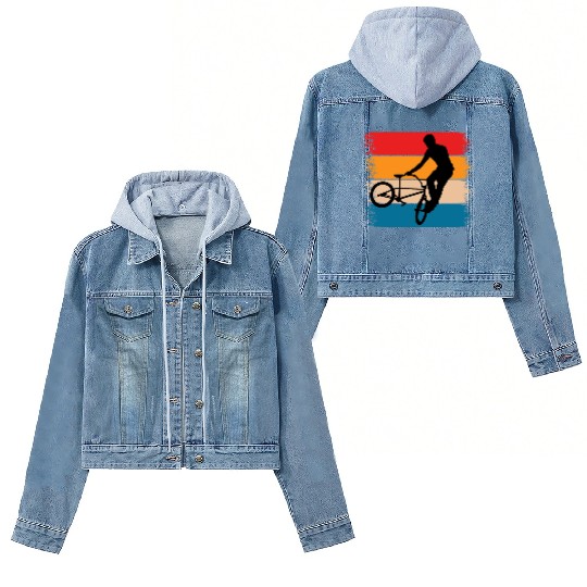 BMX Trick Retro BMX Rider Bicycle Cycling Women's Denim Jackets