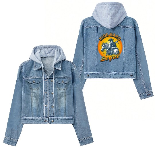 Western American Cowboy Retro Vintage Sunset Women's Denim Jackets