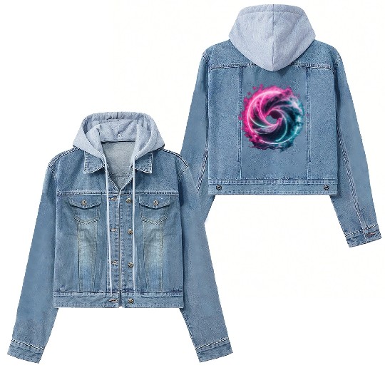 Neon color ai particles Women's Denim Jackets