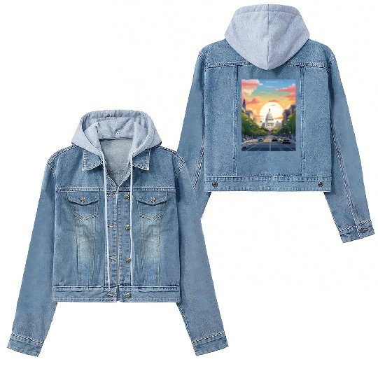 Sunset in US Capitol Washington DC Women's Denim Jackets