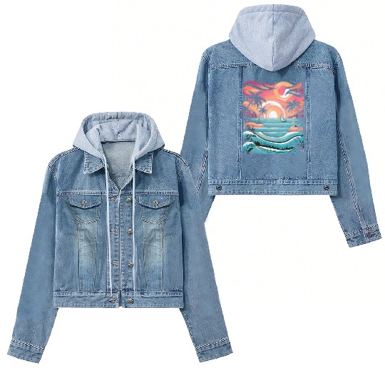 Azure Embrace Mediterranean Dreamscapes Women's Denim Jackets